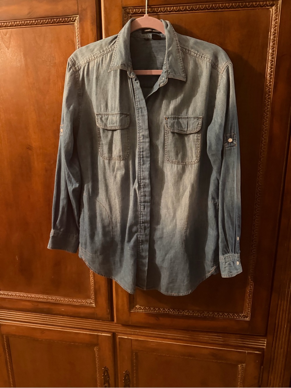 Women’s Light Blue Denim Shirt - Casual Long Sleeve